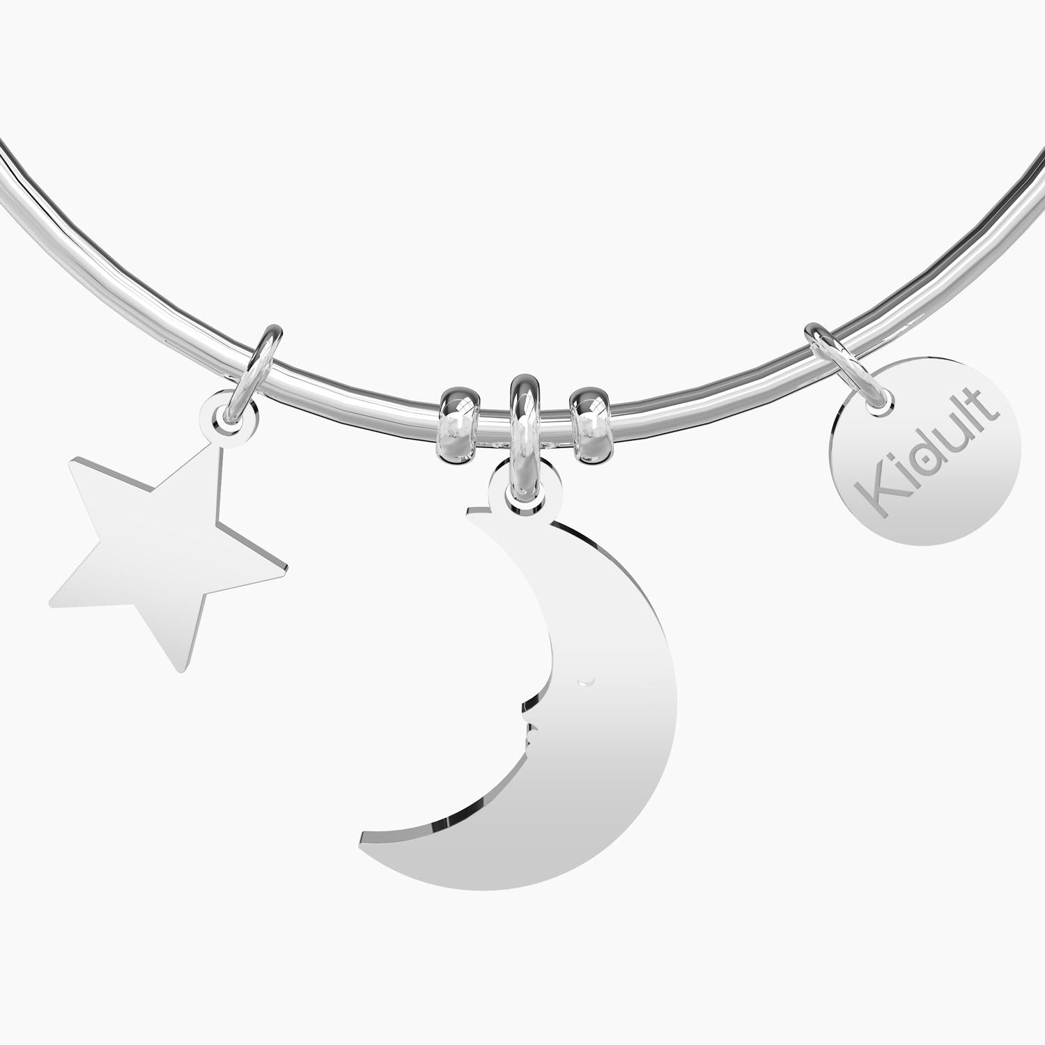 Bracciale rigido con ciondoli luna e stella
