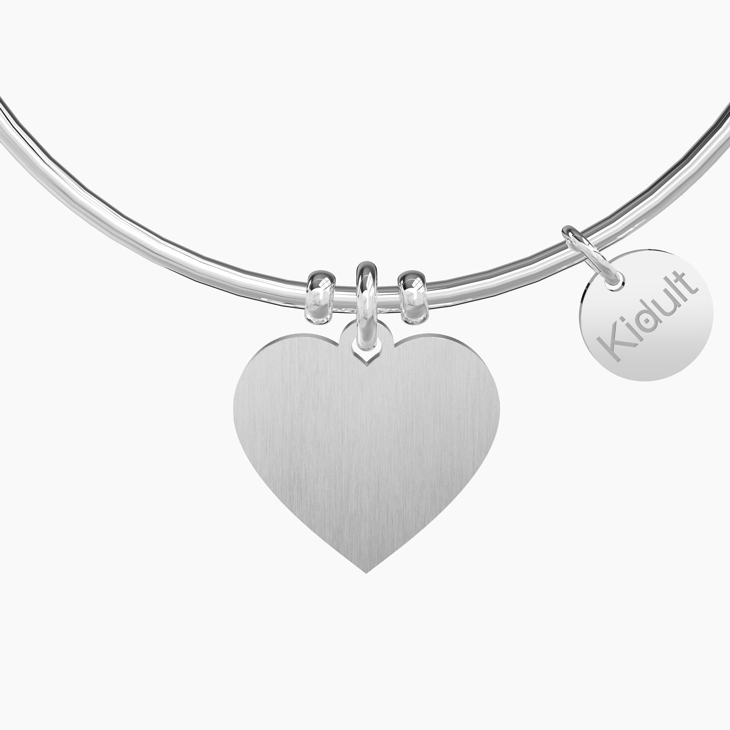 Bracciale rigido donna con ciondolo cuore e scritta
