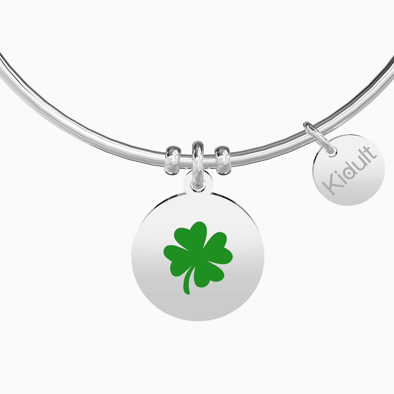 Bracciale bangle con ciondolo quadrifoglio