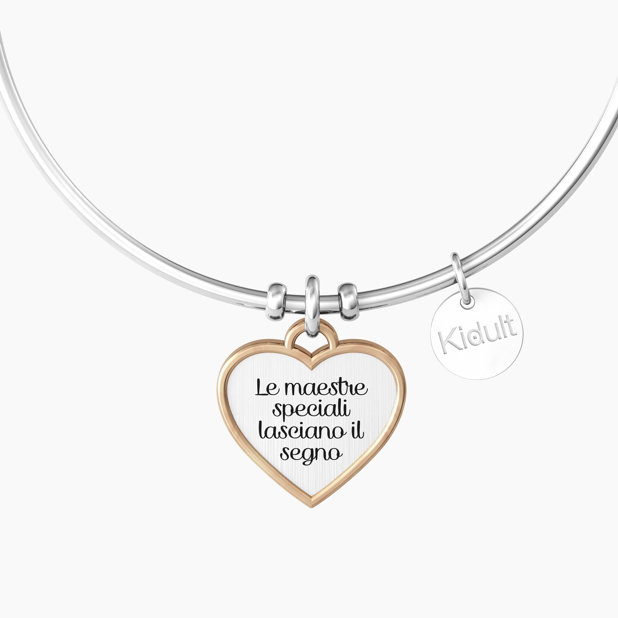 Bracciale rigido con ciondolo a cuore per maestra