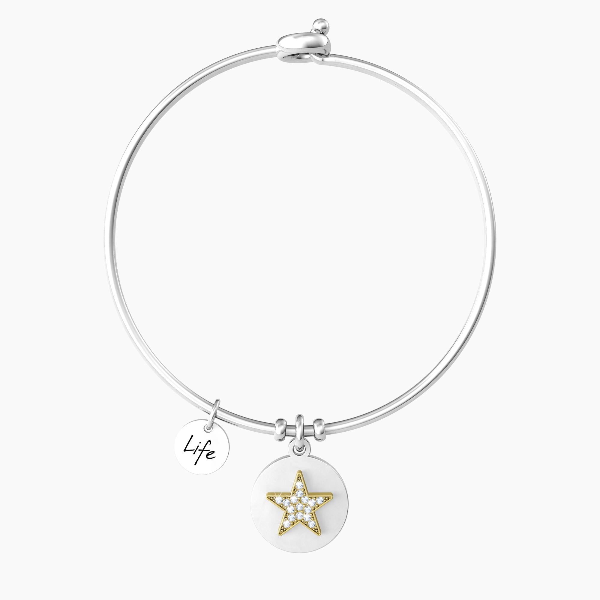 Bracciale rigido da donna con ciondolo stella