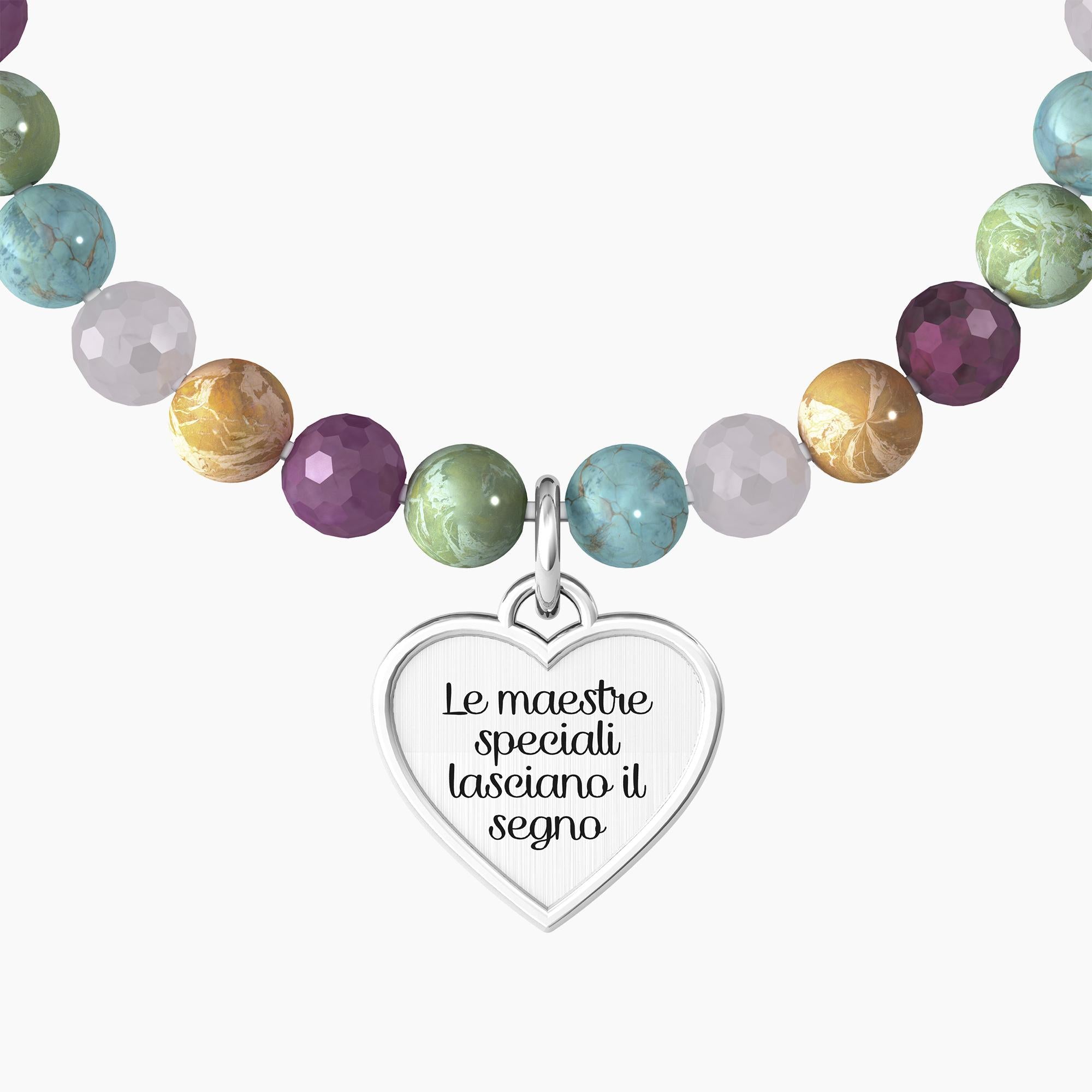 Bracciale maestra con pietre colorate e ciondolo