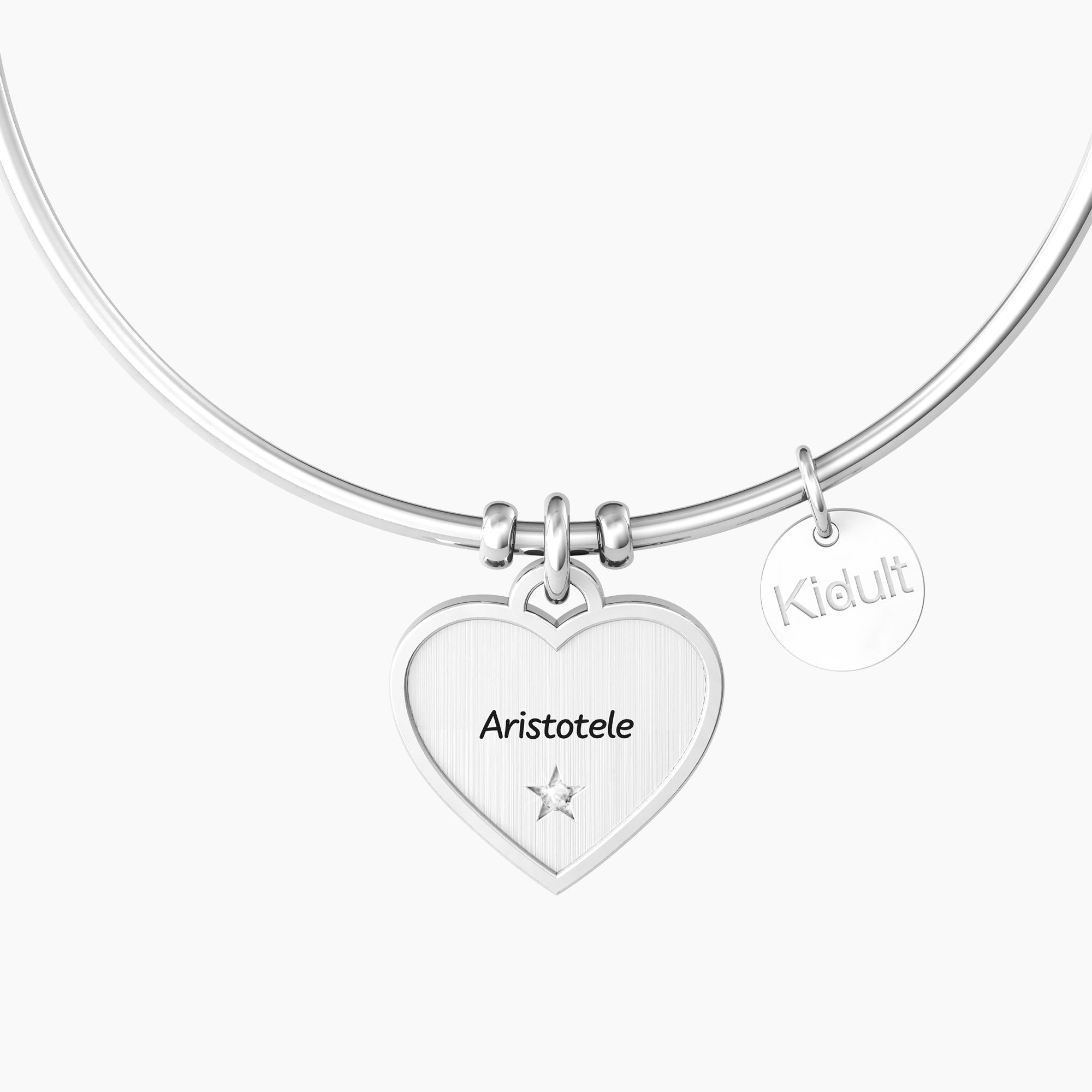 Bracciale rigido donna con ciondolo cuore per l'amicizia