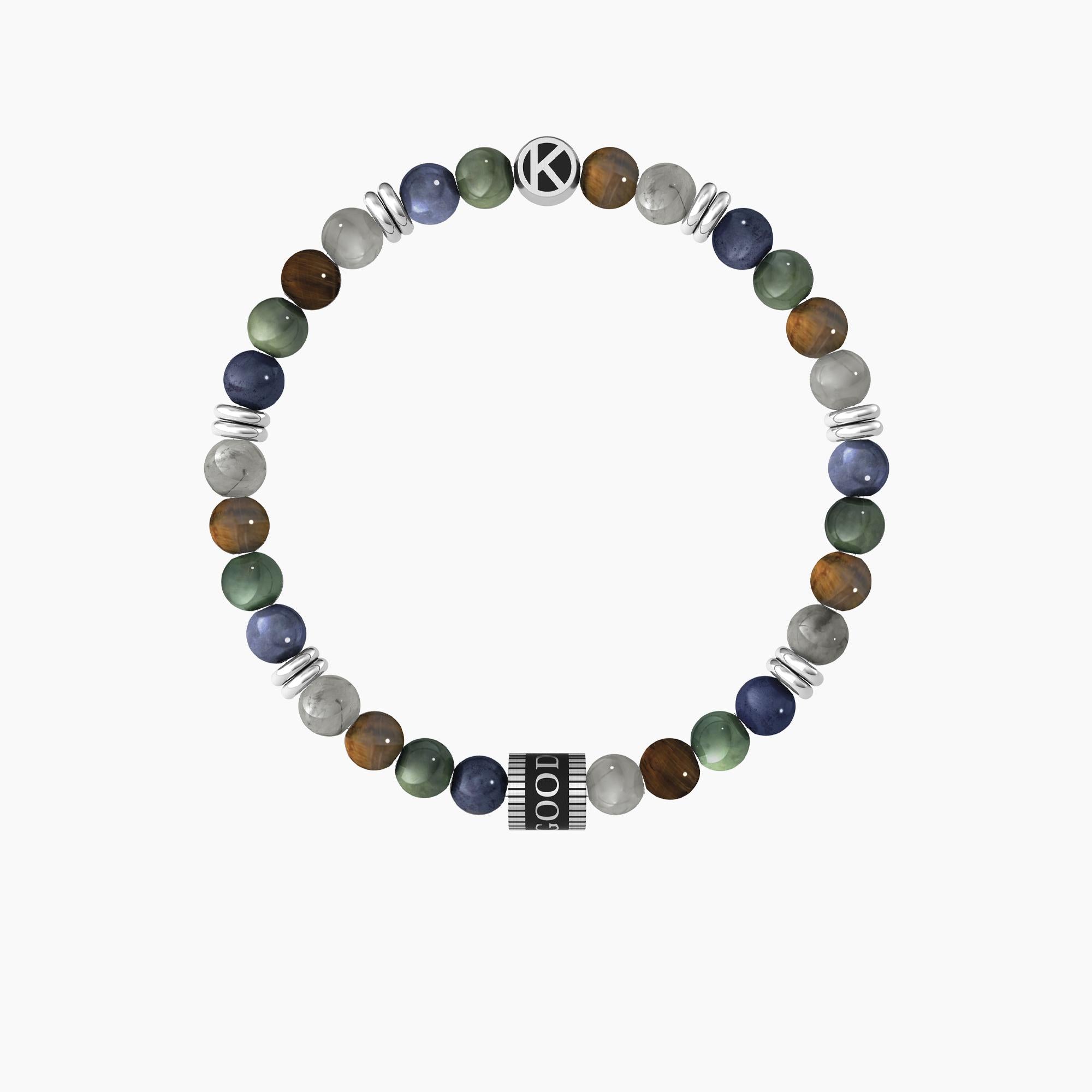 Bracciale elastico uomo con pietre multicolor