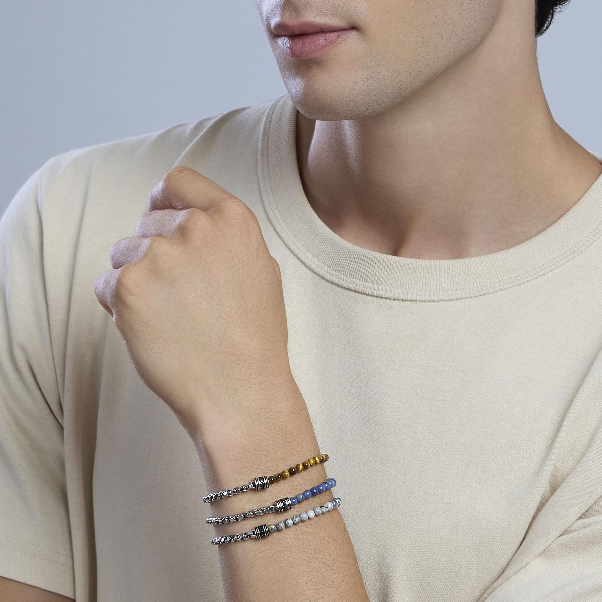 Bracciale uomo con catena e occhio di tigre