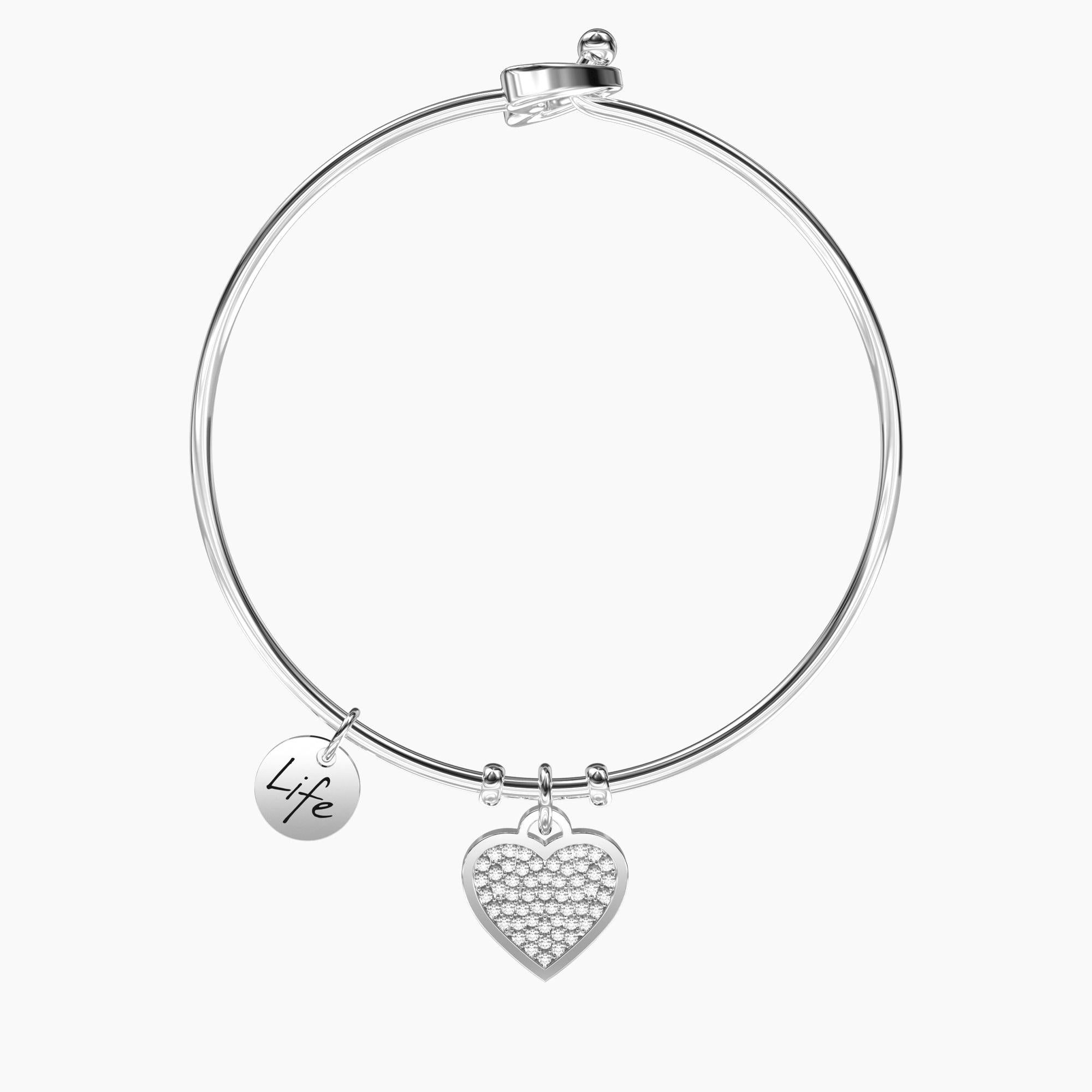 Bracciale rigido donna con ciondolo cuore