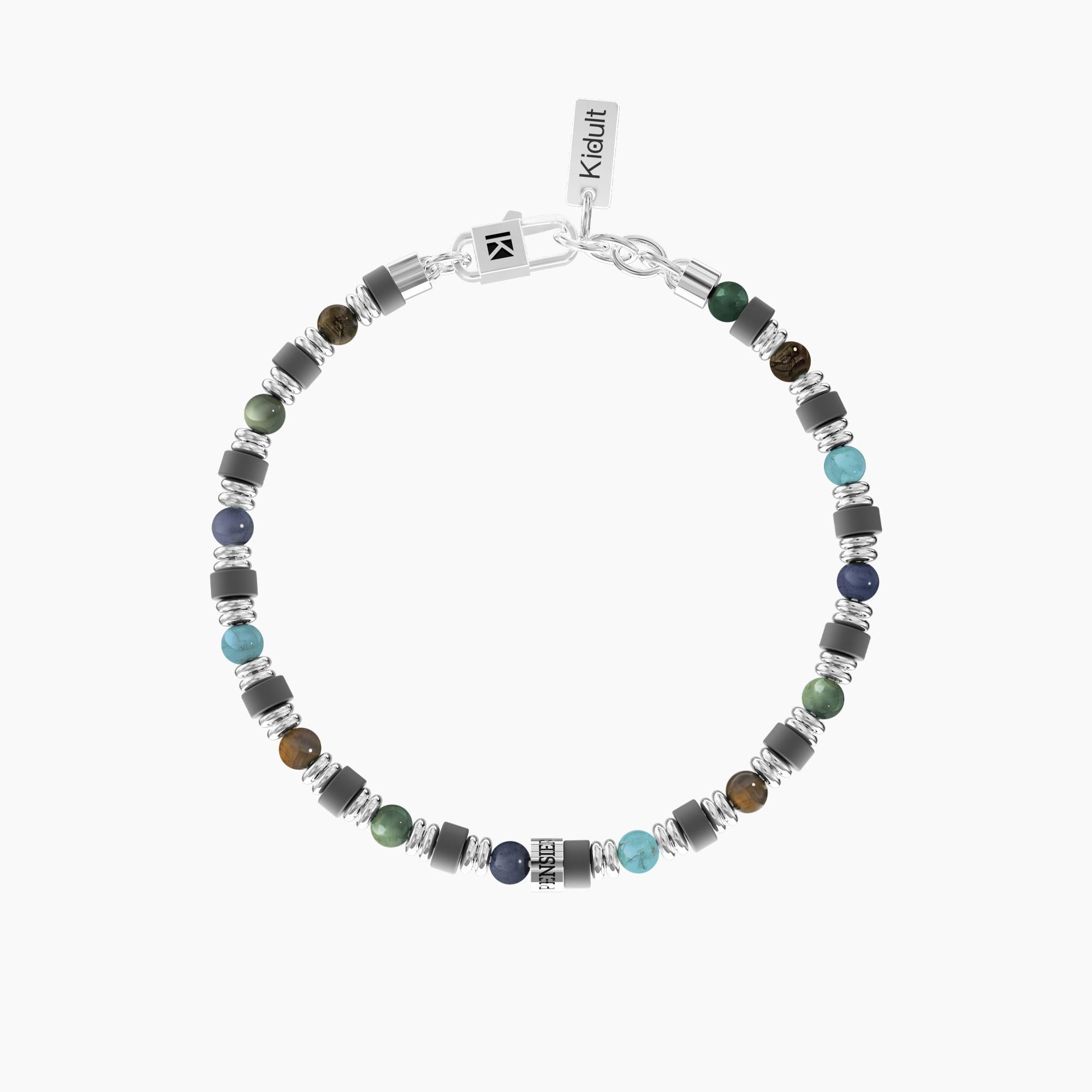 Bracciale uomo con pietre naturali e dettagli in acciaio