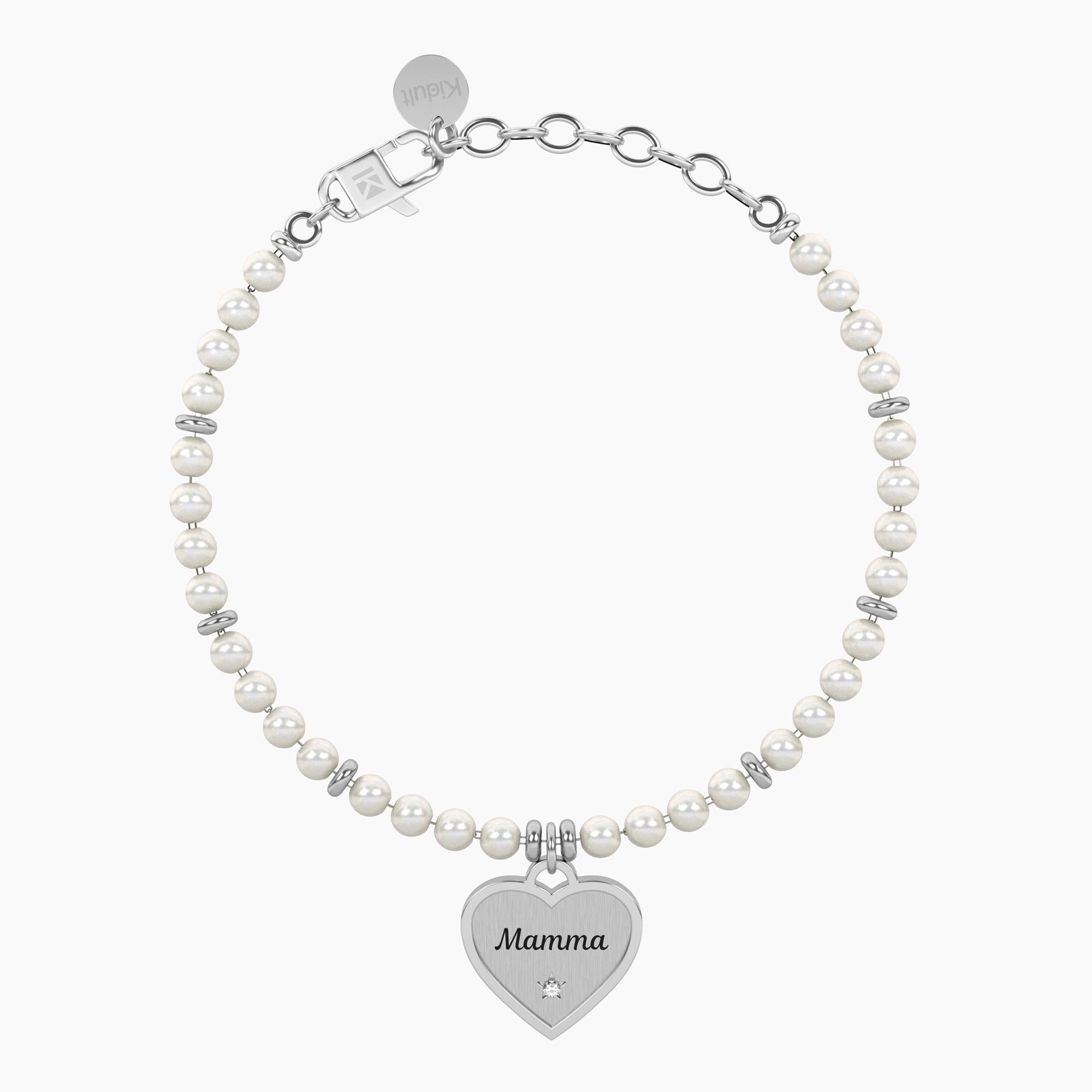 Bracciale per la mamma con perle e ciondolo cuore