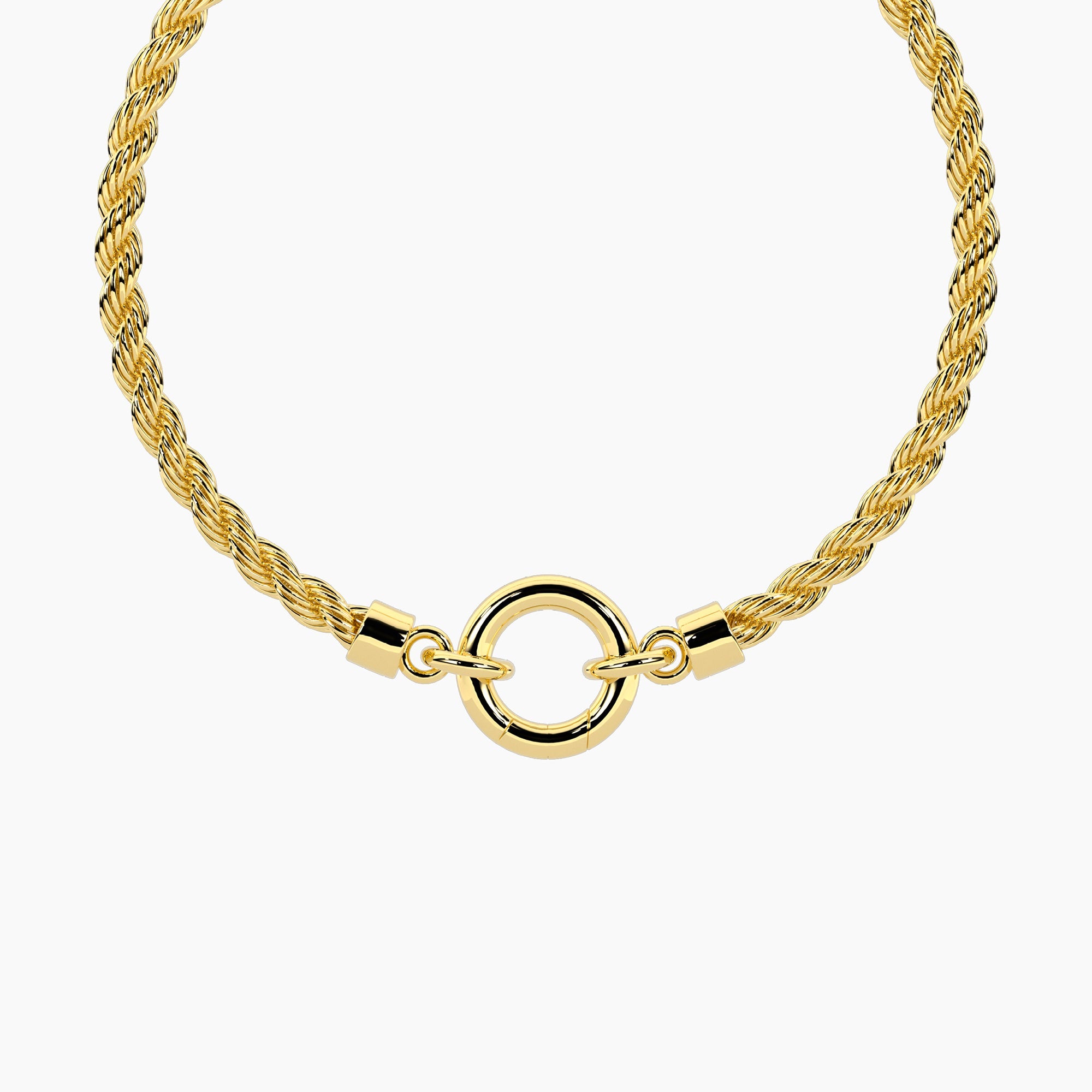 Bracciale componibile con catena corda in acciaio dorato