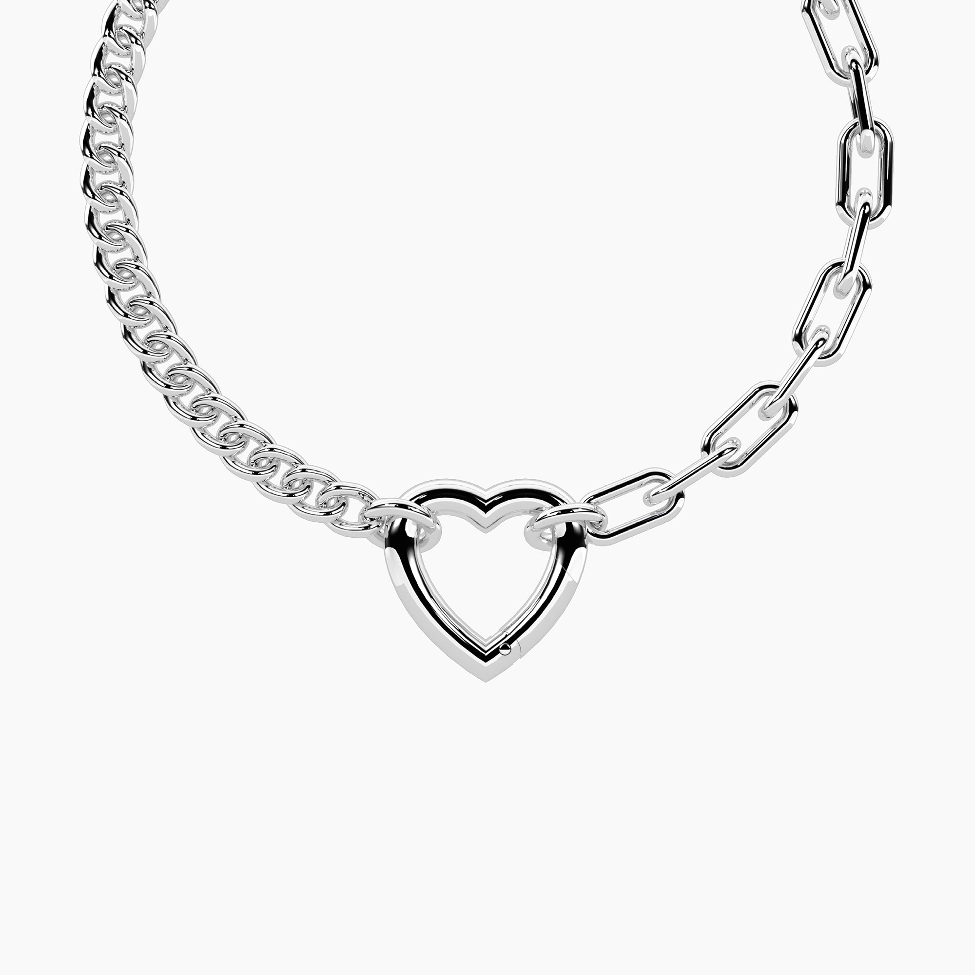 Bracciale componibile con catena groumette e a maglie allungate in acciaio