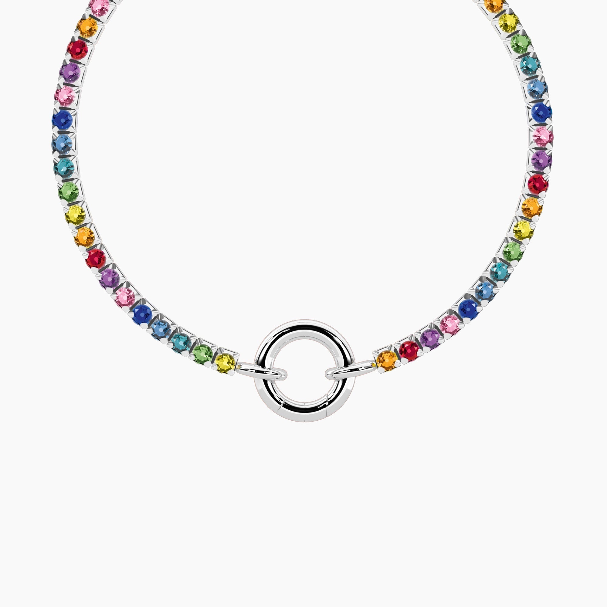 Bracciale tennis componibile con cristalli multicolor