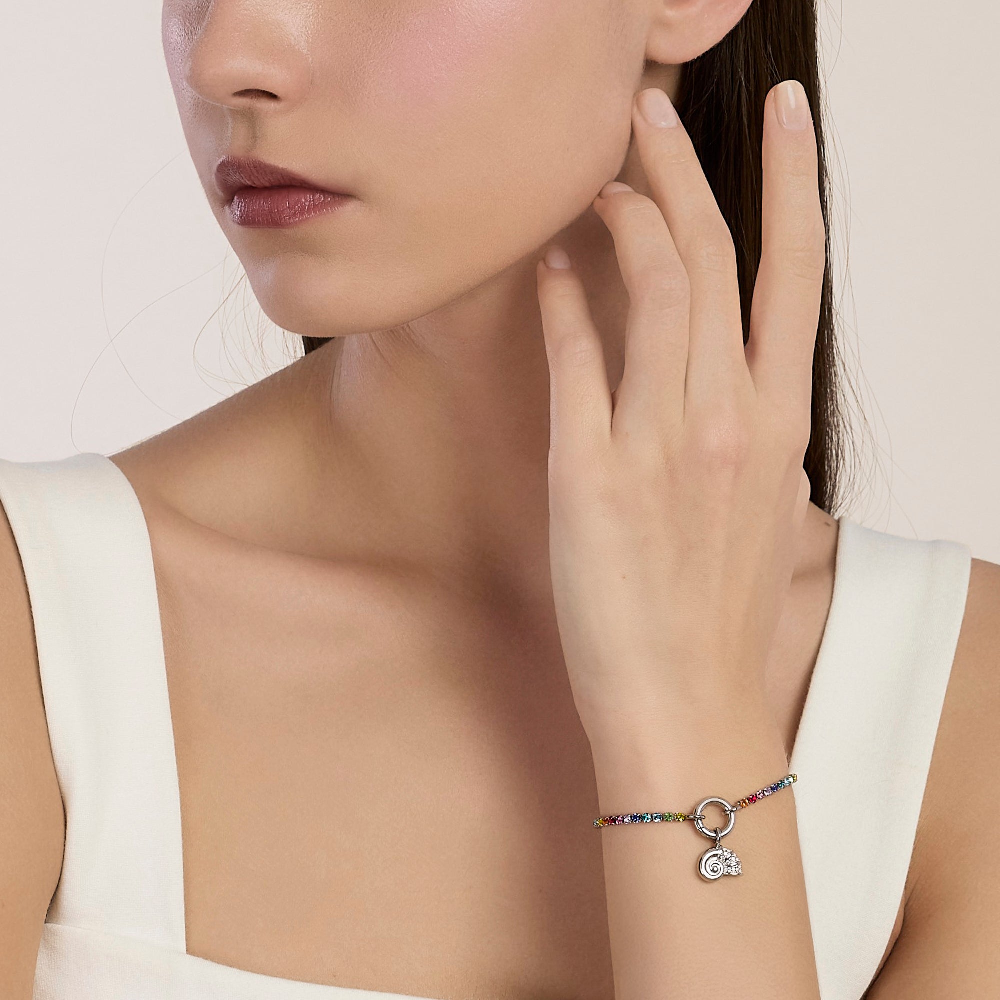 Bracciale tennis componibile con cristalli multicolor