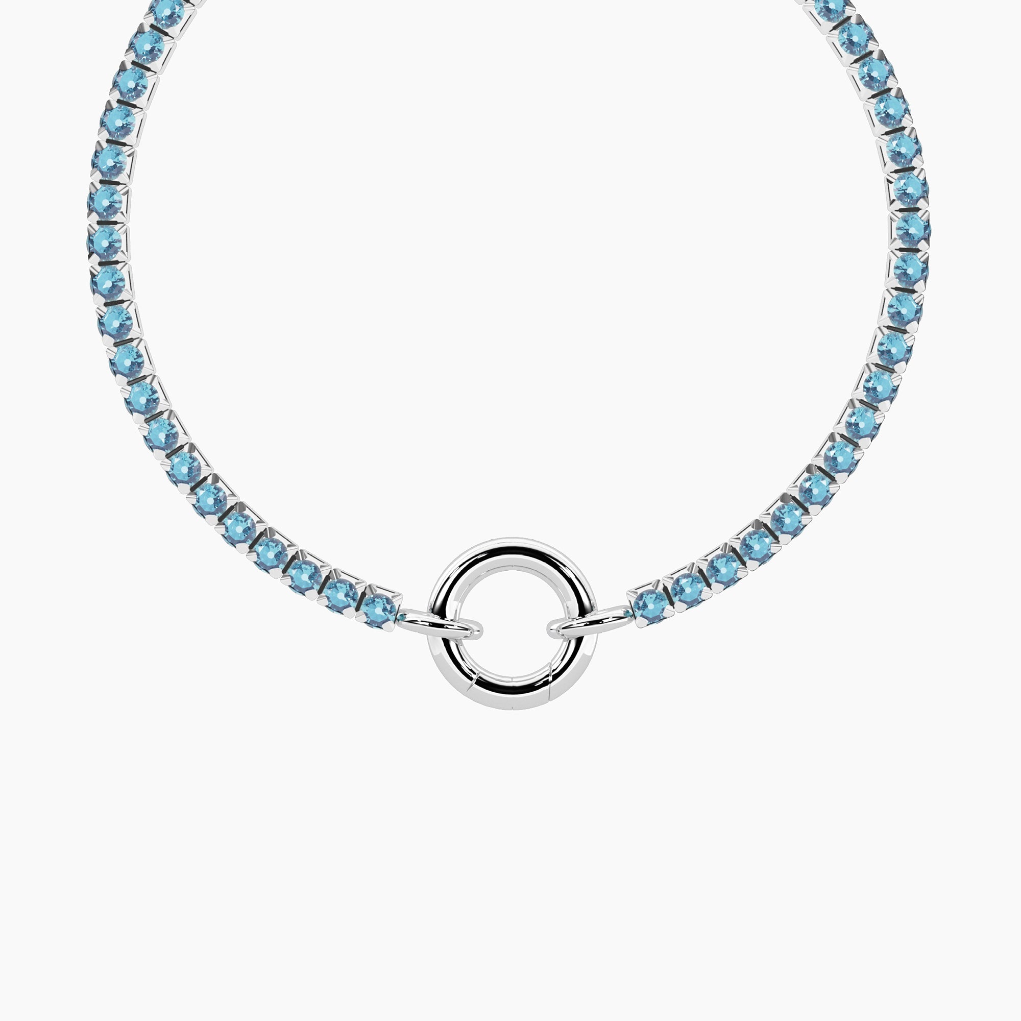 Bracciale tennis componibile con cristalli azzurri