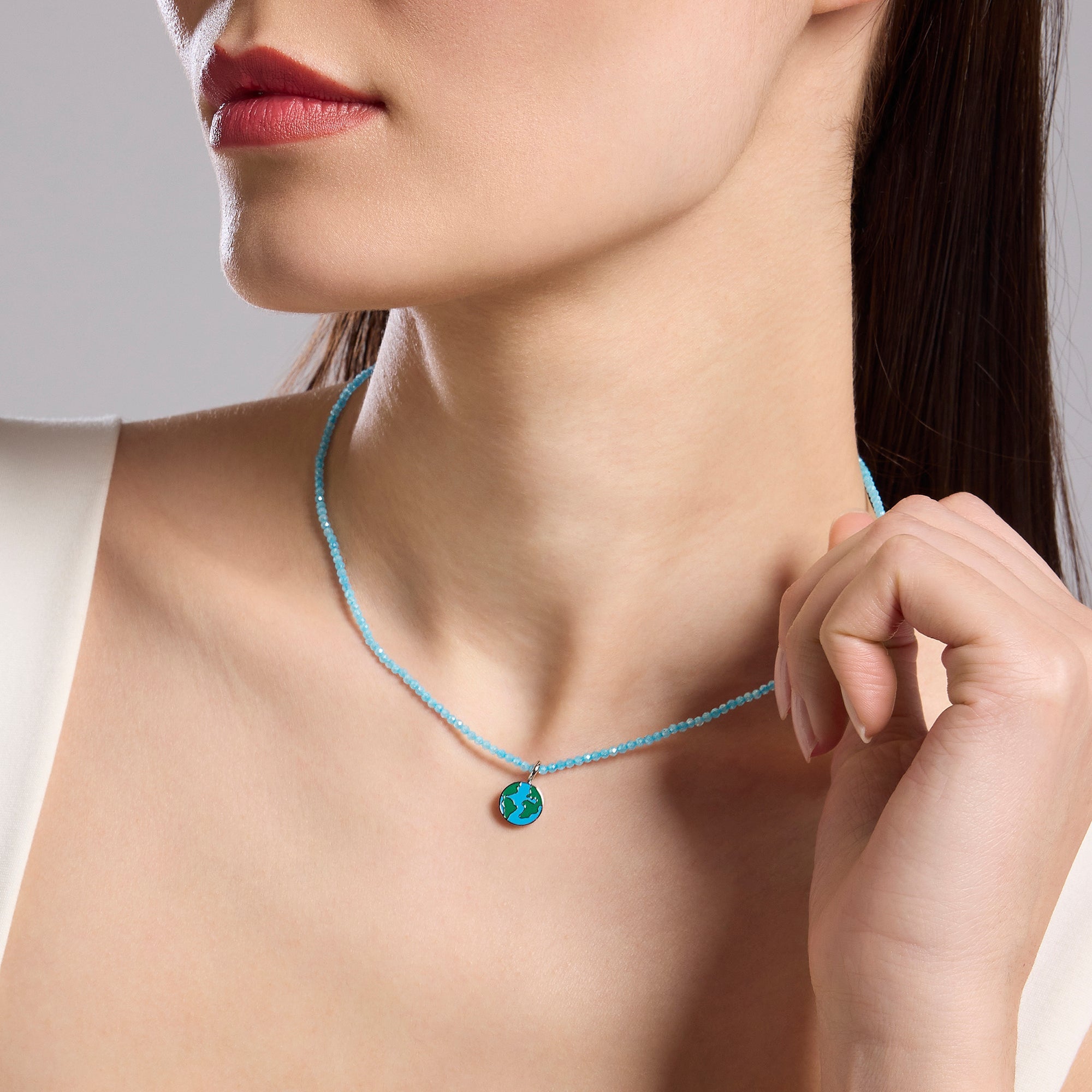 Girocollo componibile con zirconi color acquamarina