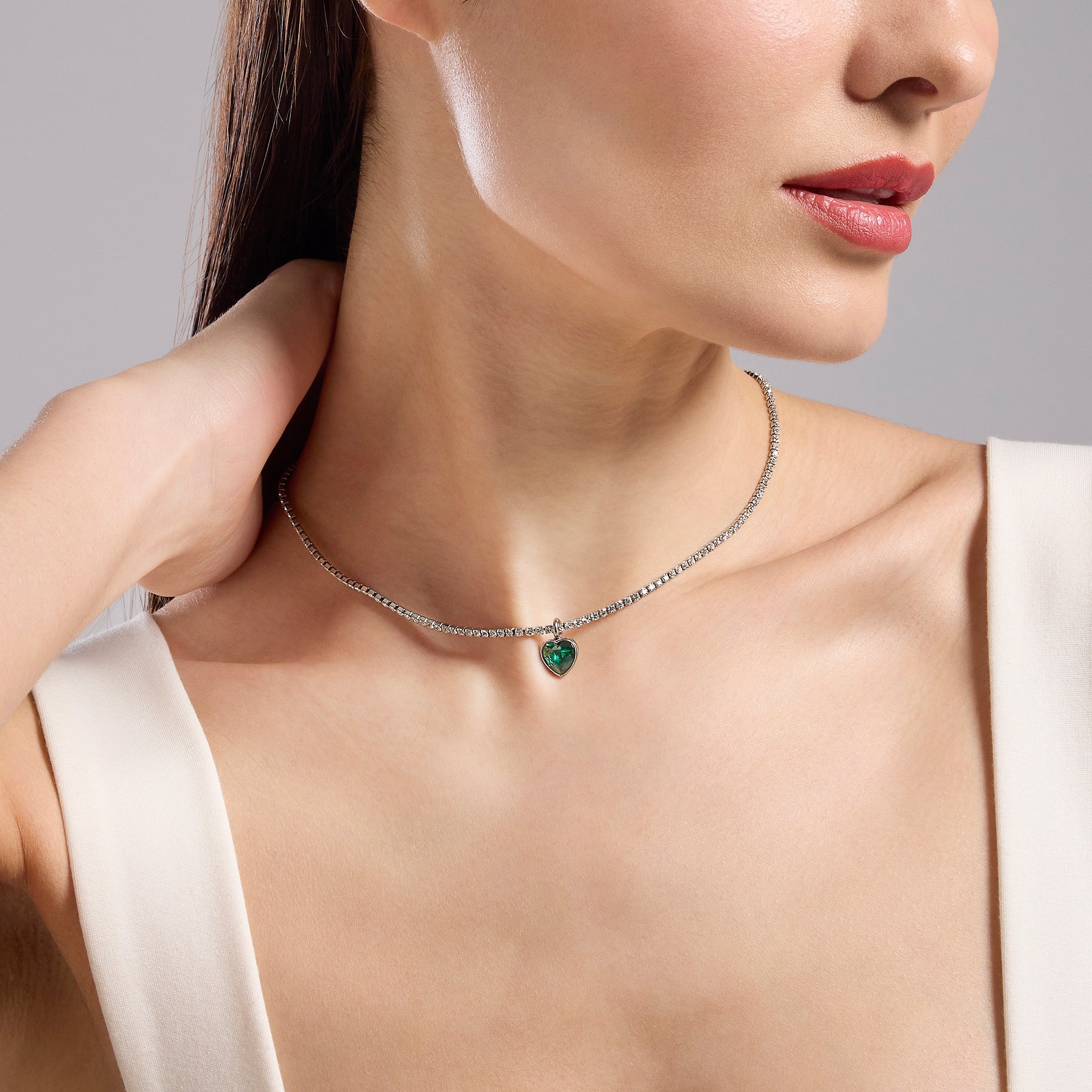 Collana tennis donna componibile in acciaio con cristalli