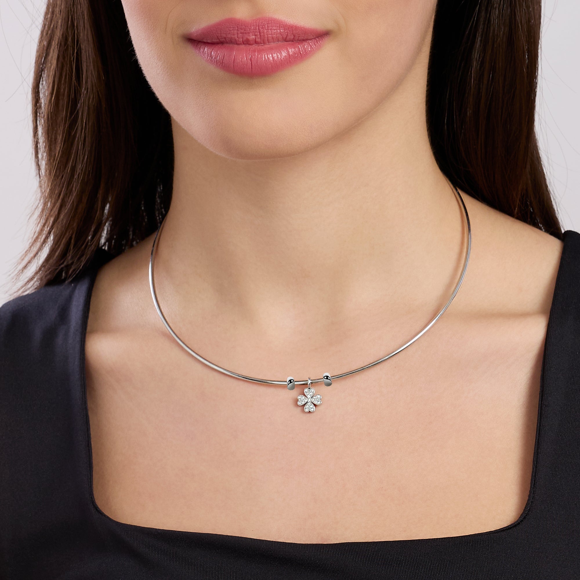 Collana rigida girocollo componibile in acciaio