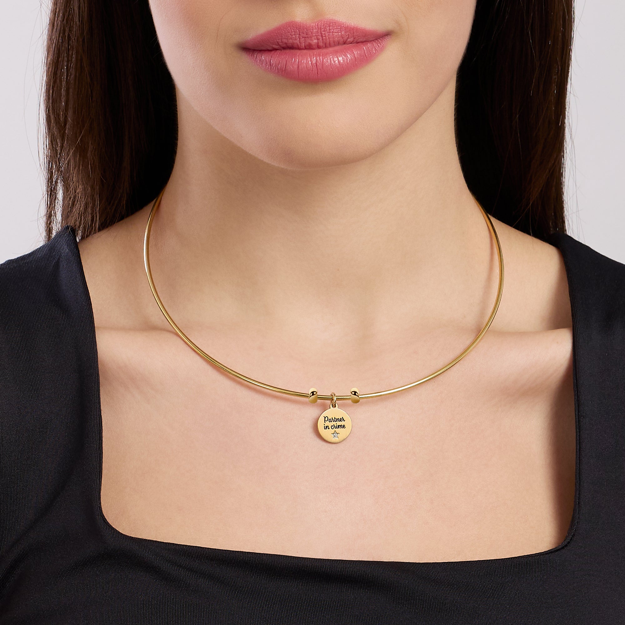 Collana rigida componibile in acciaio dorato