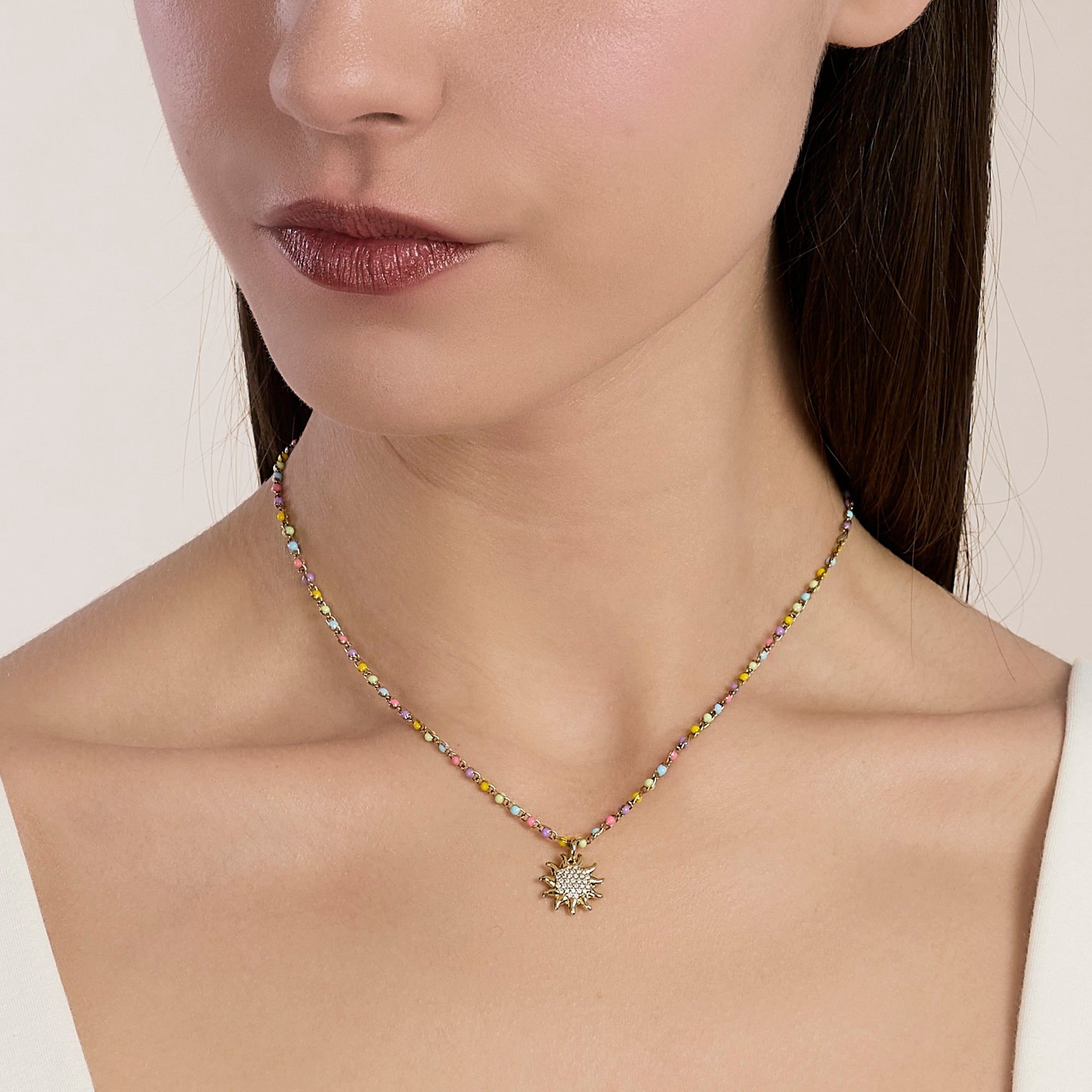 Girocollo componibile in acciaio dorato multicolor