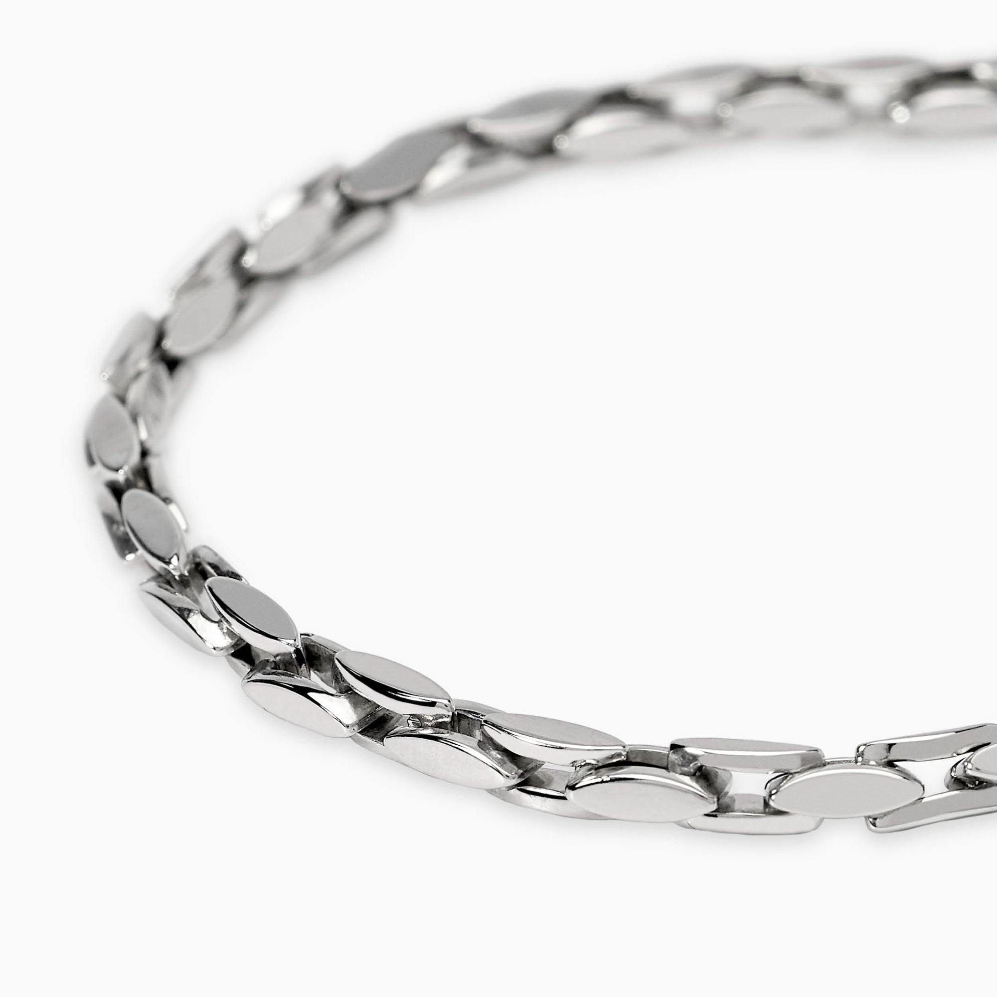 Bracciale uomo regolabile con catena in acciaio argentato
