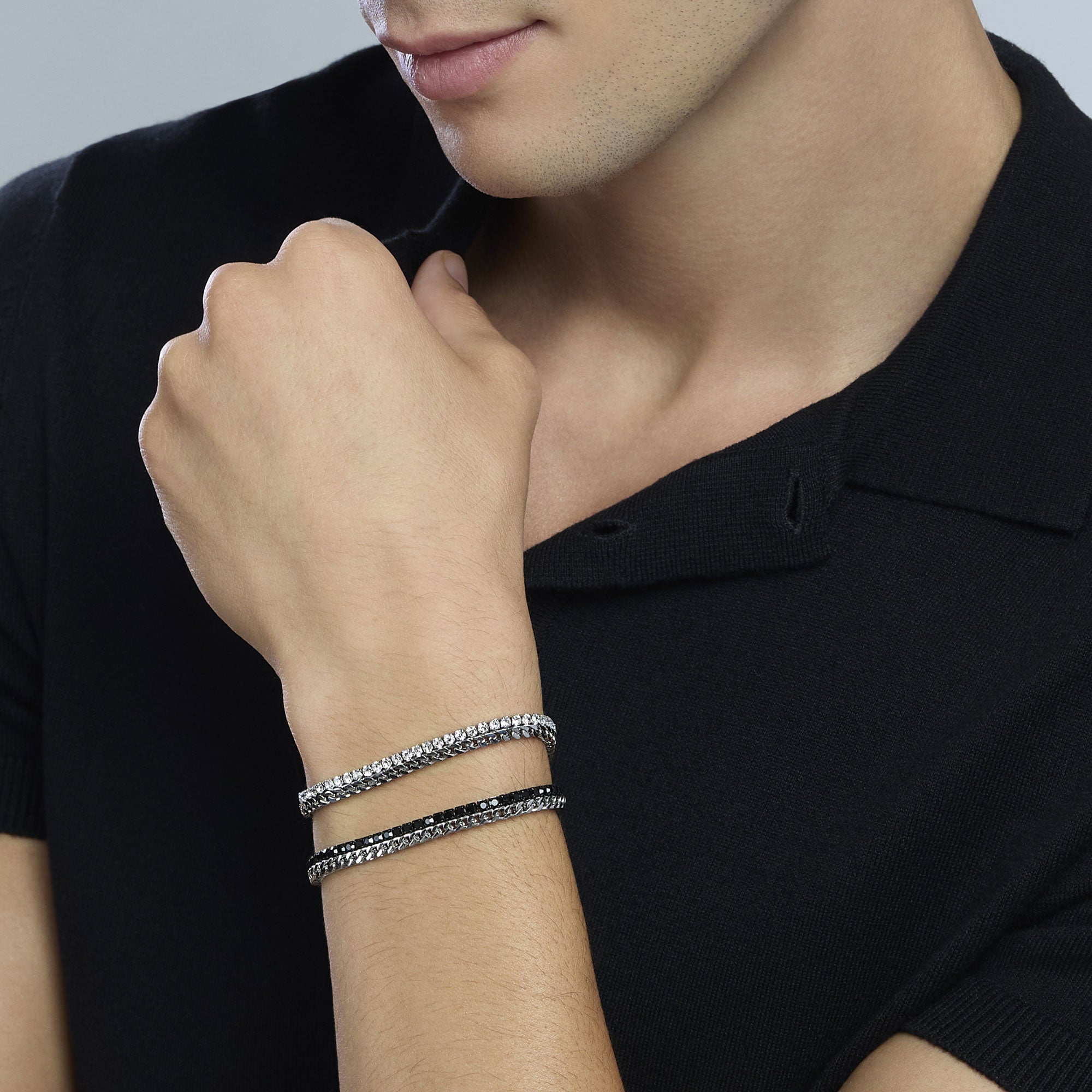 Bracciale con catene venete e tennis