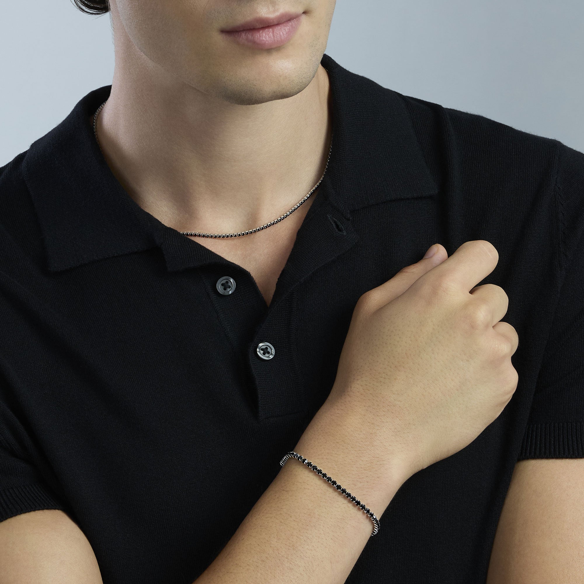 Bracciale tennis con cristalli neri