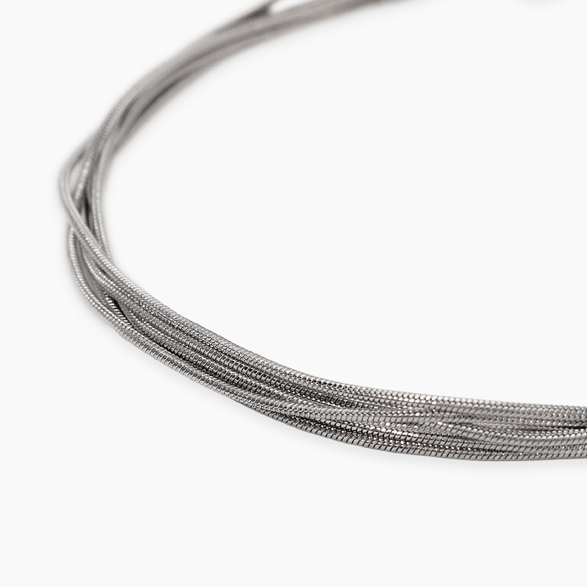 Bracciale multifilo argentato con catene snake