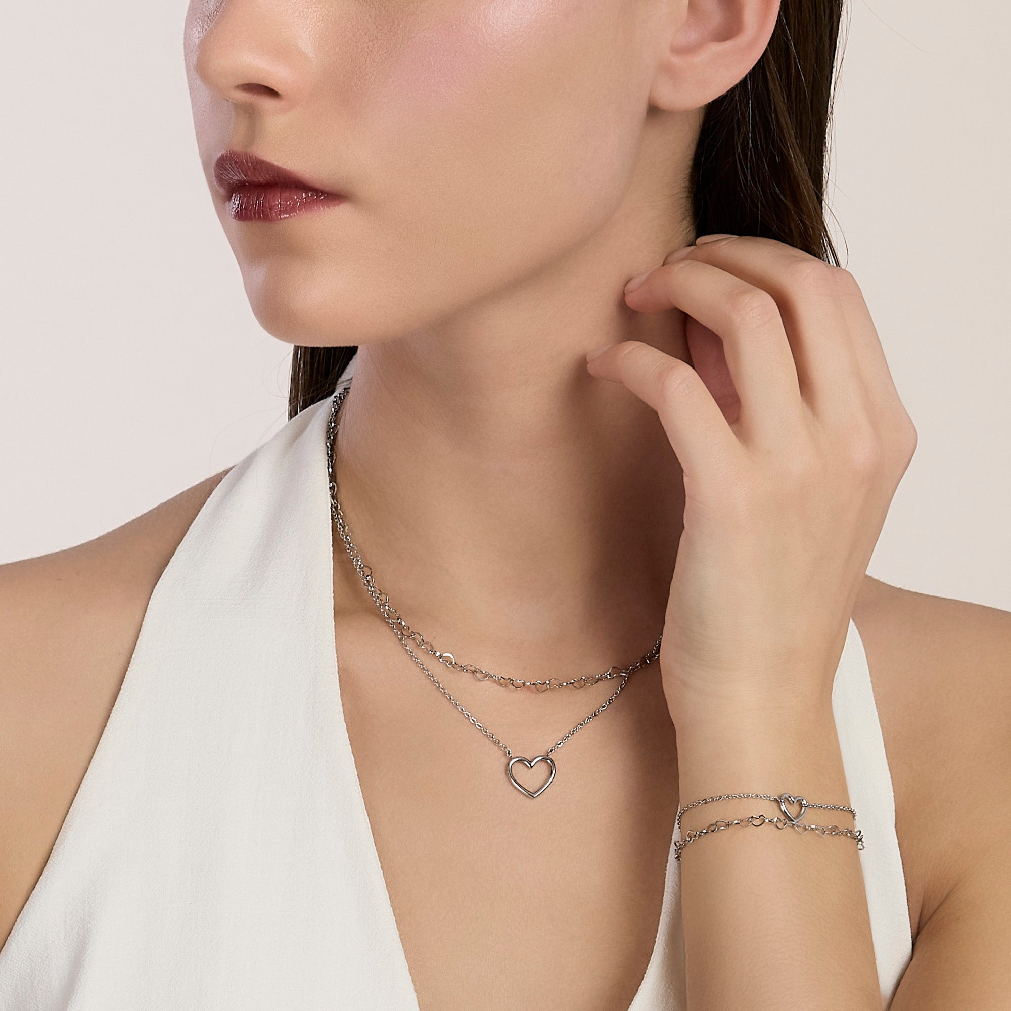 Bracciale doppia catena e cuore
