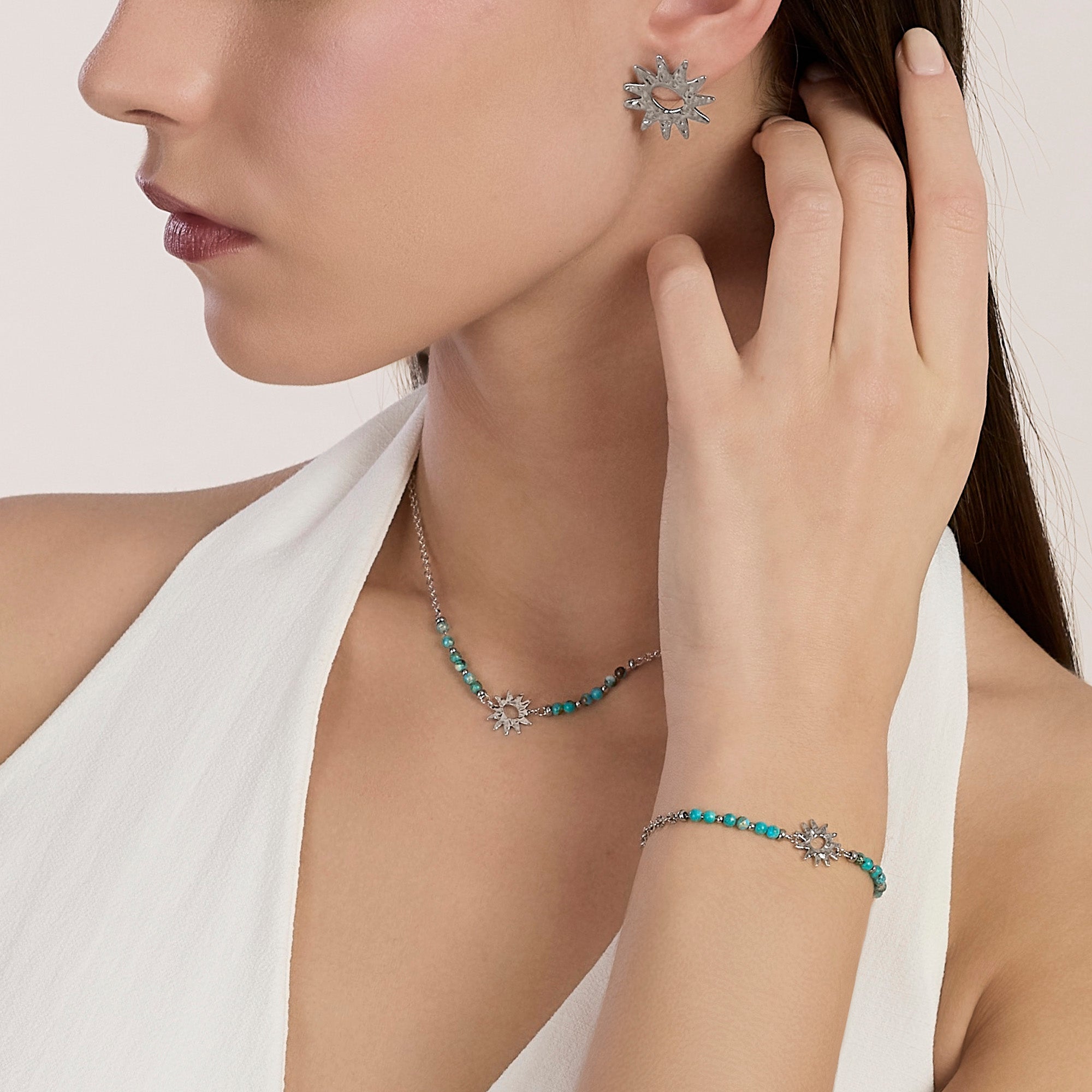 Bracciale con diaspro azzurro e sole