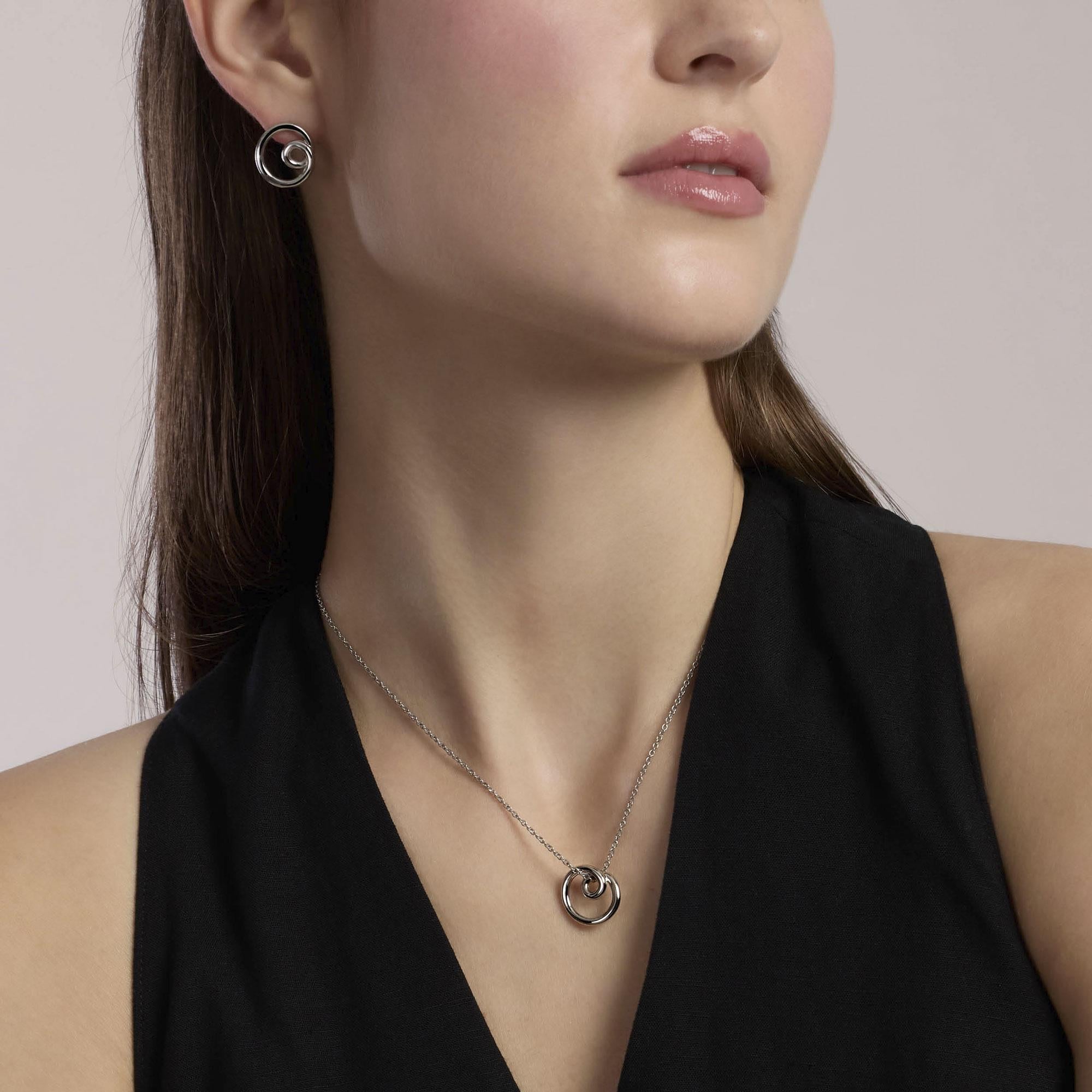 Collana girocollo donna con spirale in acciaio argentato