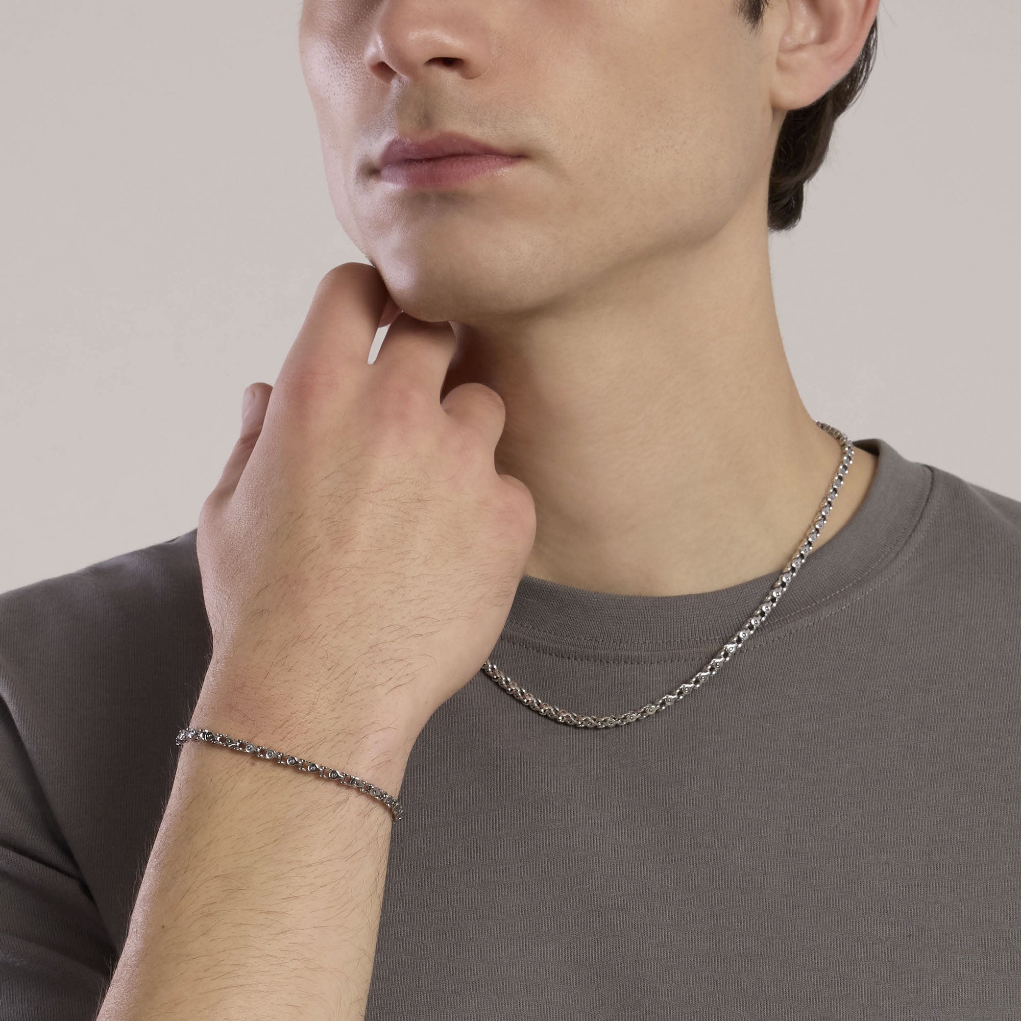 Collana uomo in acciaio con catena fancy
