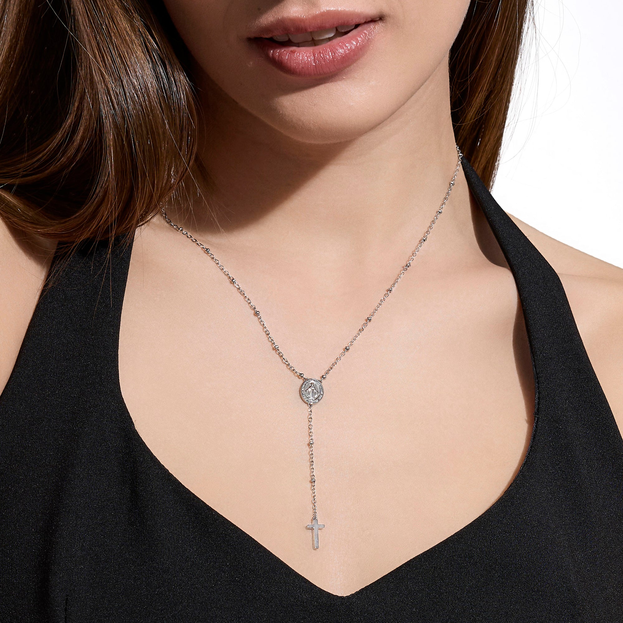 Collana con Madonnina e pendente croce