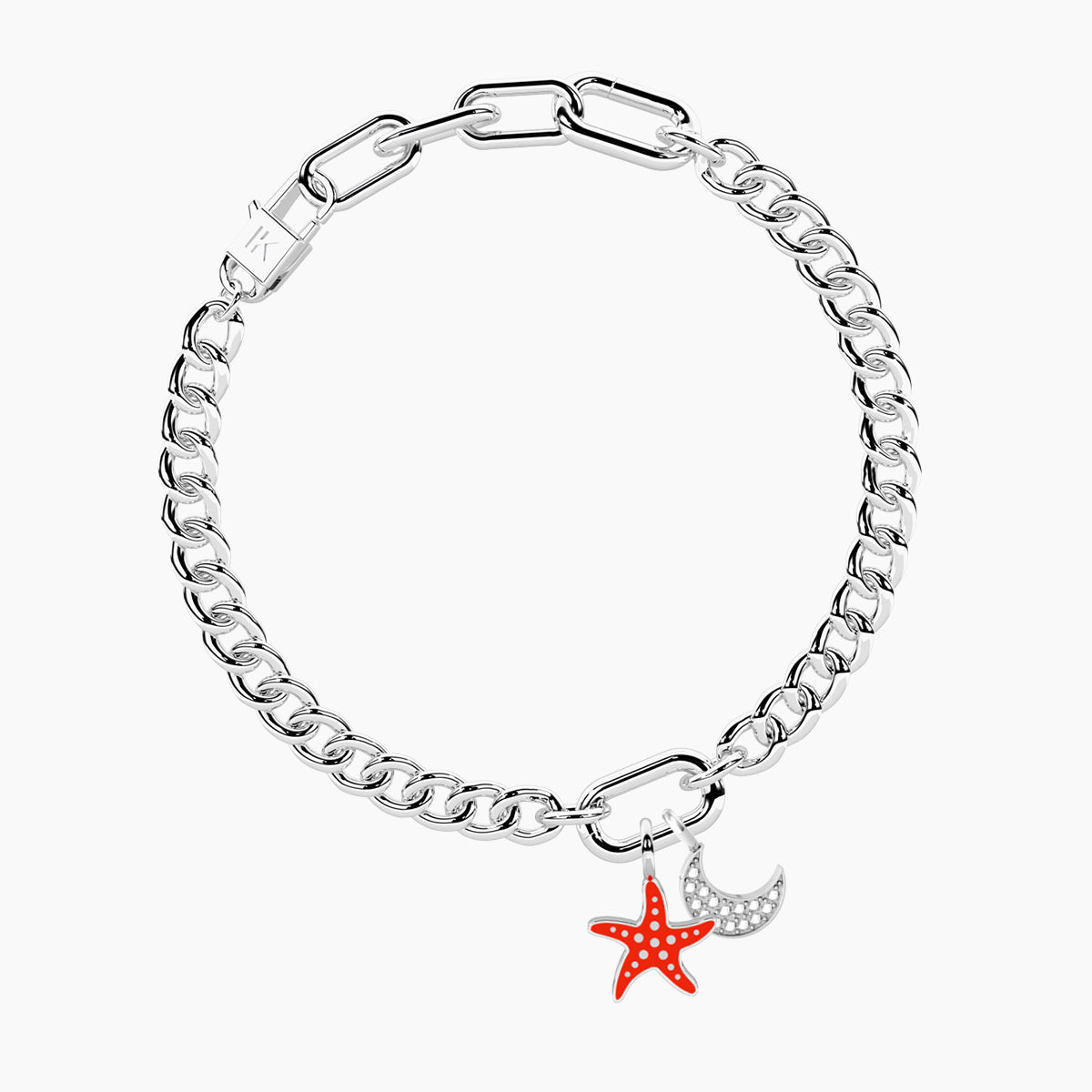 Bracciale CUBANO con ciondoli STELLA MARINA e LUNA