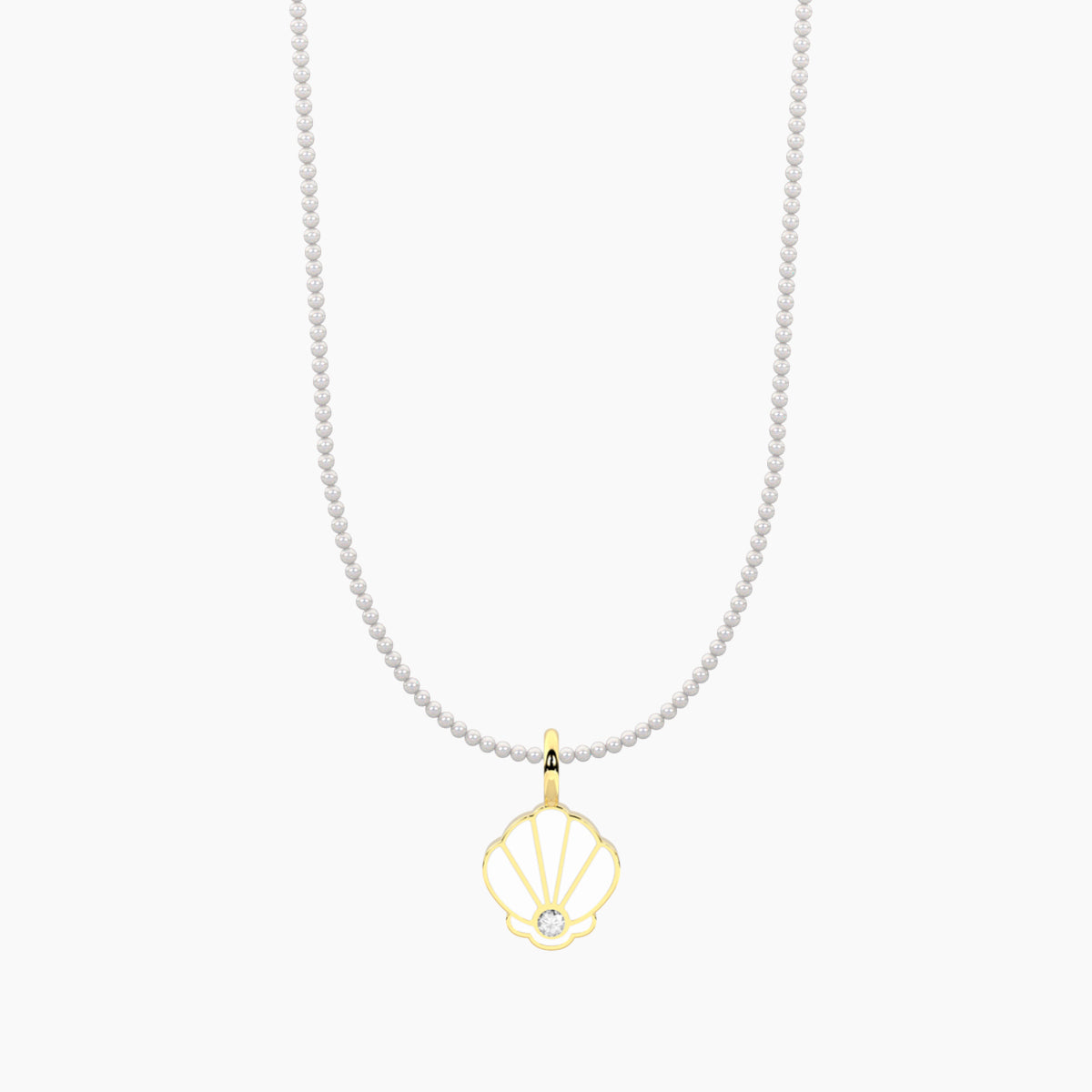 Collana SEÑORITA bianca e ciondolo dorato CONCHIGLIA