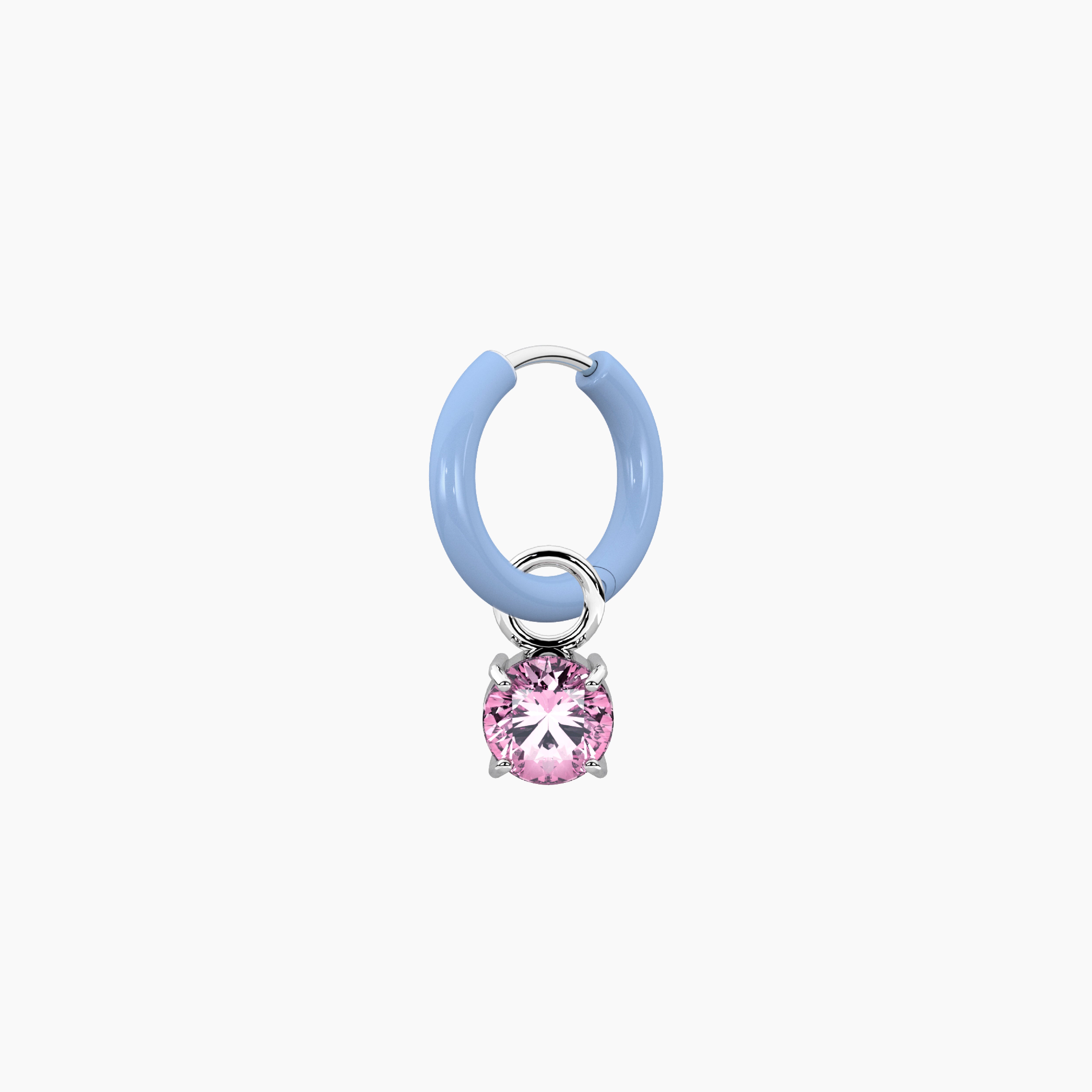 Orecchino a cerchio componibile ONLY FUN azzurro con ciondolo rosa